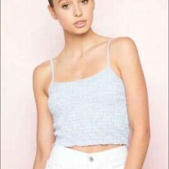 blue Izzy cropped tank smocked brandy Melville - Picture 2 of 5